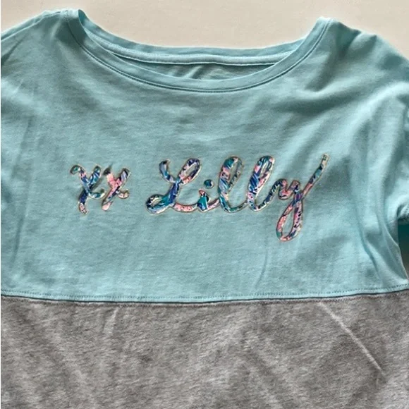 Girls Lilly Pulitzer Mini Finn Top Blue Oasis Tint - Picture 2 of 6